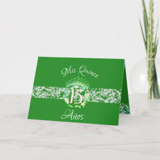 Invitación Celebración de Quinceañera con Plata y Verde Esmer