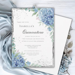 Invitación Celebración de Quinceañera de Hortensias Azules 15