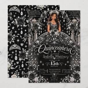Invitación Celebración de Quinceañera de Plata Negra