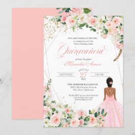 Invitación Celebración de Quinceanera floral de rosas rosas r