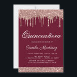 Invitación Celebración de Quinceañera, Purpurina de la espuma<br><div class="desc">Rubor Pink - Rosa de oro y Borgoña Marsala de perforación espumosa Purpurina Quinceañera Celebración 15ª Invitación de fiesta de cumpleaños . Esta es la invitación perfecta para la celebración de Quinceañera para una moderna Rosa de oro y la Purpurina rosa espumosa de Rubor Sparkle Girly quince (quince) fiesta de...</div>