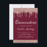 Invitación Celebración de Quinceañera, Purpurina de la espuma<br><div class="desc">Rubor Pink - Rosa de oro y Borgoña Marsala de perforación espumosa Purpurina Quinceañera Celebración 15ª Invitación de fiesta de cumpleaños . Esta es la invitación perfecta para la celebración de Quinceañera para una moderna Rosa de oro y la Purpurina rosa espumosa de Rubor Sparkle Girly quince (quince) fiesta de...</div>