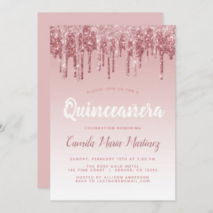 Invitación Celebración de Quinceanera, Purpurina de la Marcha