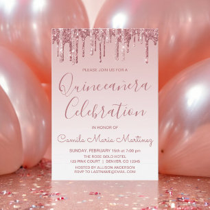 Invitación Celebración de Quinceanera, Purpurina de la Marcha