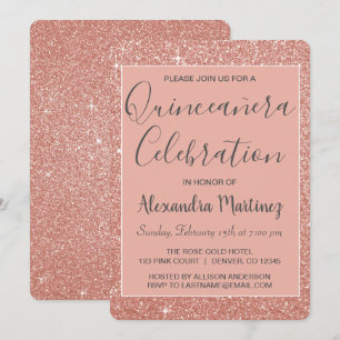 Invitación Celebración de Quinceanera, Purpurina de la Marcha