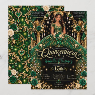 Invitación Celebración de Quinceañera Verde Esmeralda