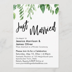 Invitación Celebración de recién casados con vegetación en ac