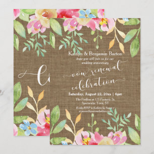 Invitación Celebración de Renovación de Votos con Flores Pint