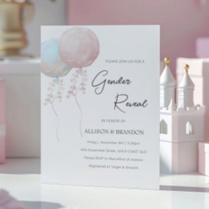 Invitación Celebración de Revelación de Género Globo Azul Ros