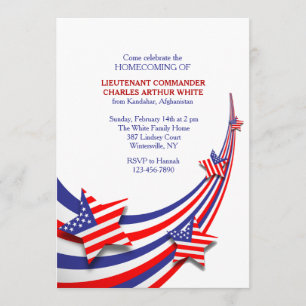 Invitación Celebración de Rojo, Blanco y Azul