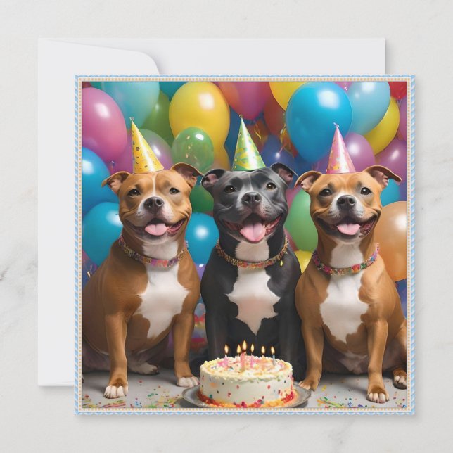 Invitación Celebración de Staffy: Fiesta de cumpleaños con pa (Anverso)