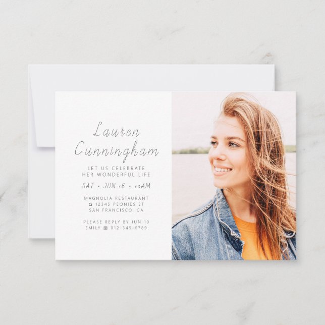Invitación Celebración de su maravillosa vida foto moderna (Anverso)