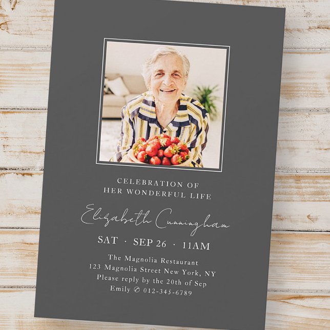 Invitación Celebración de su maravillosa vida Memorial modern (Subido por el creador)
