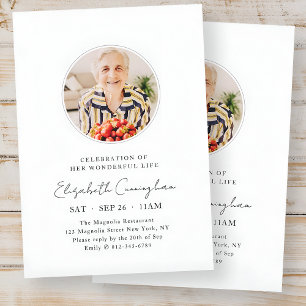 Invitación Celebración de su maravillosa vida Memorial modern