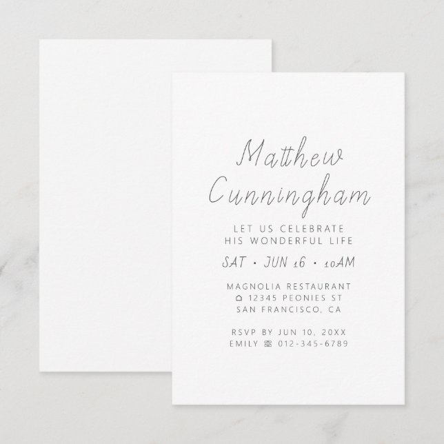 Invitación Celebración de su maravillosa vida moderna simple (Anverso / Reverso)