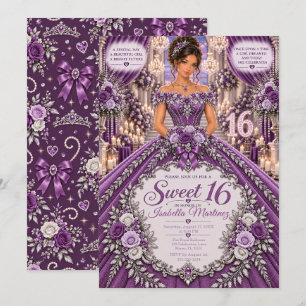 Invitación Celebración de Sweet 16 Púrpura