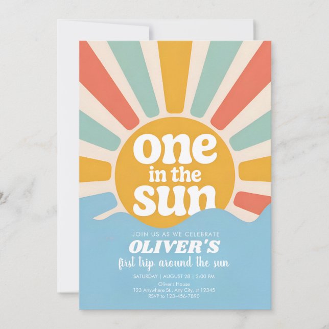 Invitación Celebración de un año de sol y sonrisas  (Anverso)