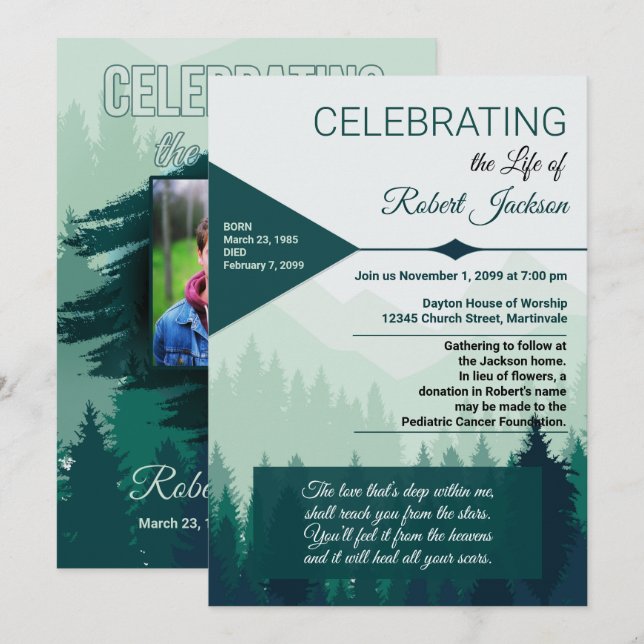 Invitación Celebración de un servicio de minas de pino de la  (Anverso / Reverso)