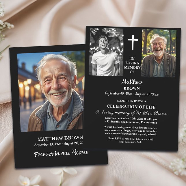 Invitación Celebración De Vida 3 Fotos Funeral  (Subido por el creador)