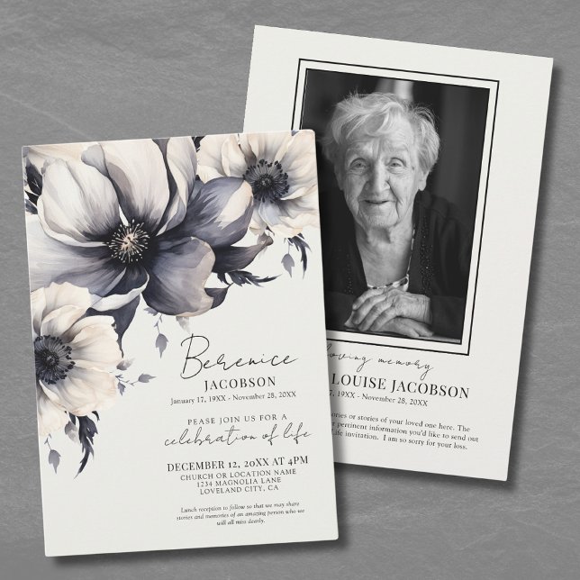 Invitación Celebración De Vida Servicio Funebre Elegante (Celebration Of Life Elegant Memorial Service Invitation )