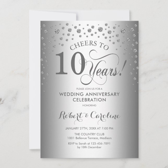 Invitación Celebración del 10º Aniversario - Plata (Anverso)