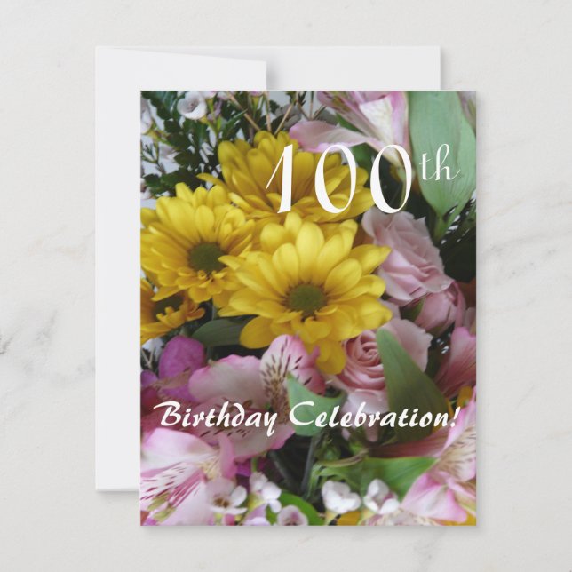 Invitación ¡Celebración del 100 aniversario!-Bouquet Fiesta/F (Anverso)