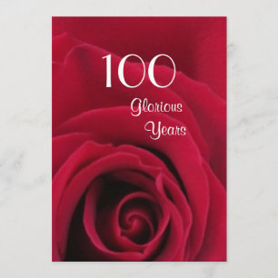 Invitación ¡Celebración del 100 cumpleaños!-Rosa Roja profund