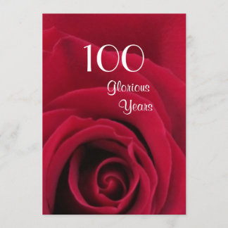 Invitación ¡Celebración del 100 cumpleaños!-Rosa Roja profund