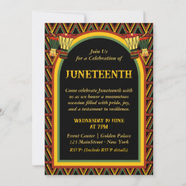 Invitación Celebración del 11 de junio con patrones africanos