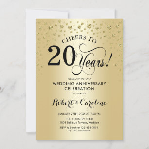 Invitación Celebración del 20º Aniversario - Negro Dorado