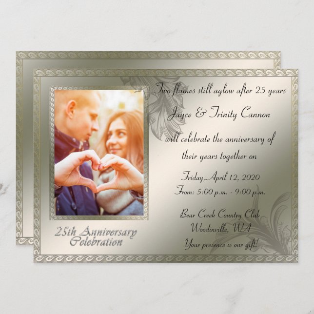 Invitación Celebración del 25º Aniversario de Bodas de Plata (Anverso / Reverso)