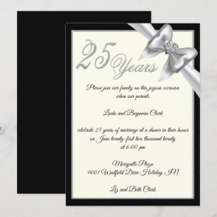 Invitación Celebración del 25º Aniversario de Plata Elegante