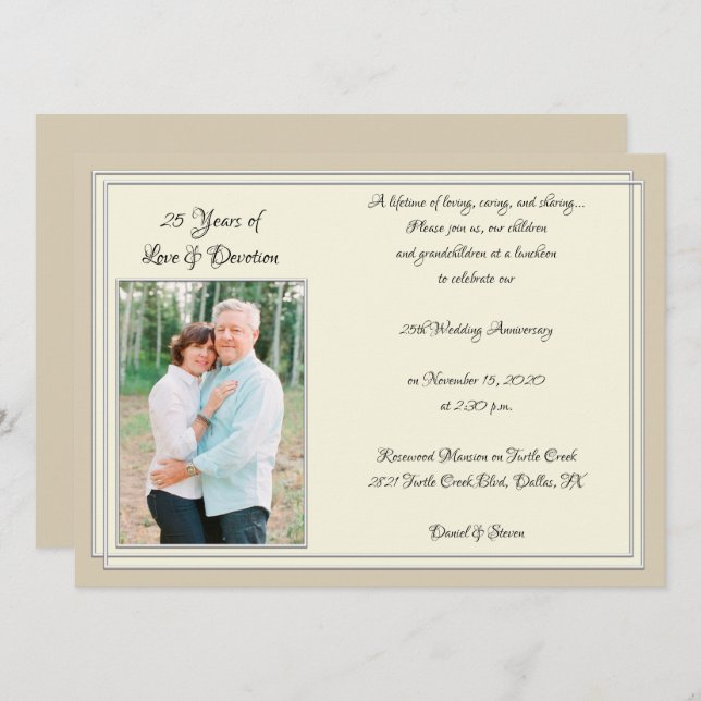 Invitación Celebración del 25º Aniversario Moderno (Anverso / Reverso)