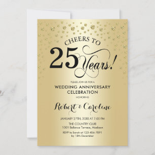 Invitación Celebración del 25º Aniversario - Negro Dorado