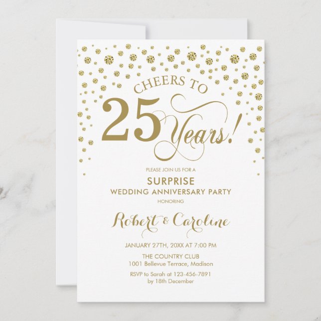 Invitación Celebración del 25 aniversario de Surprise - Oro B (Anverso)