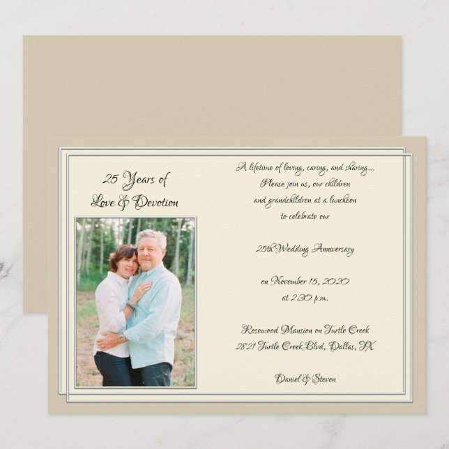 Invitación Celebración del 25° Aniversario moderno (Anverso / Reverso)