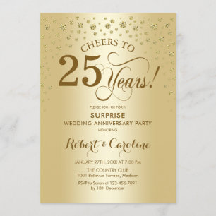 Invitación Celebración del 25 Aniversario Sorpresa en Dorado