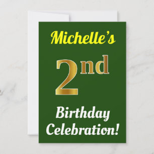 Invitación Celebración del 2do cumpleaños y nombre en verde y