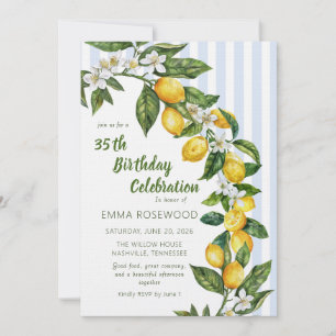 Invitación Celebración del 35 cumpleaños con acuarela de limó