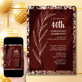 Invitación Celebración del 40° Aniversario Faux Relieve metal