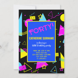 Invitación Celebración del 40 cumpleaños retrocolorido