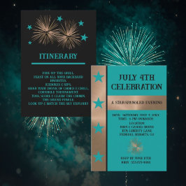 Invitación Celebración del 4 de julio en cobre y turquesa úni