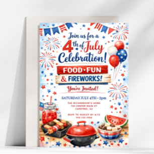 Invitación Celebración del 4 de julio Fiesta Familiar de Barb
