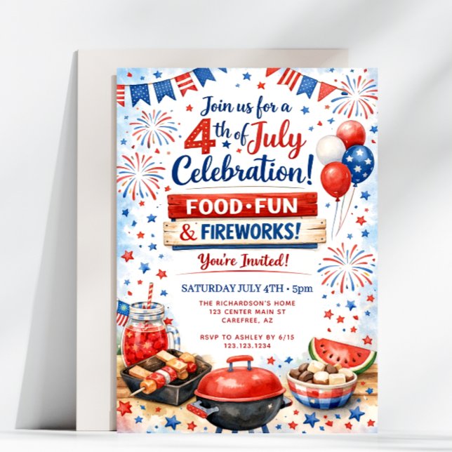 Invitación Celebración del 4 de julio Fiesta Familiar de Barb (Subido por el creador)