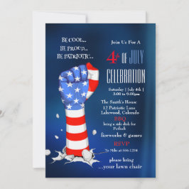 Invitación Celebración del 4 de Julio Puño de la Bandera Amer