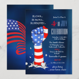 Invitación Celebración del 4 de Julio Puño de la Bandera Amer