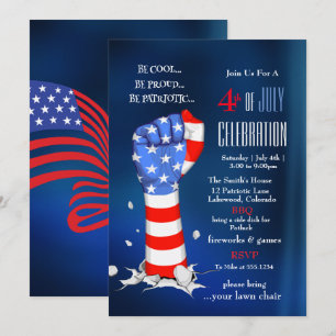 Invitación Celebración del 4 de Julio Puño de la Bandera Amer