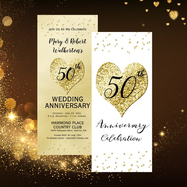 Invitación Celebración del 50º Aniversario de Boda Confeti Do (50th Wedding Anniversary Celebration Gold Confetti Invitation)
