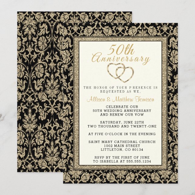 Invitación Celebración del 50º Aniversario de Boda de Oro (Anverso / Reverso)