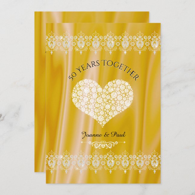 Invitación Celebración del 50º Aniversario de Boda Oro Diaman (Anverso / Reverso)